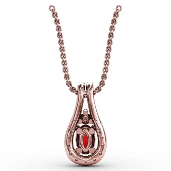 New Fana Halo Teardrop Ruby and Diamond Pendant