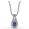 Clearance Fana Halo Teardrop Sapphire and Diamond Pendant