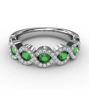 Clearance Fana Hold Me Close Emerald and Diamond Twist Ring