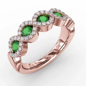 Clearance Fana Hold Me Close Emerald and Diamond Twist Ring