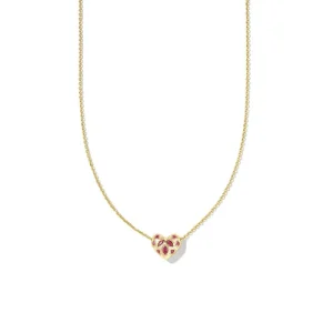 Outlet Kendra Scott Holland Gold Heart Short Pendant Necklace in Pink Crystal