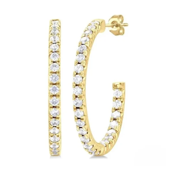 New Kelley Collection Inside/Outside Pave Diamond Half Hoop Earrings