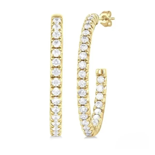 Best Kelley Collection Inside/Outside Pave Diamond Half Hoop Earrings