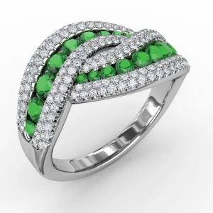 Sale Fana Intertwining Love Emerald and Diamond Ring