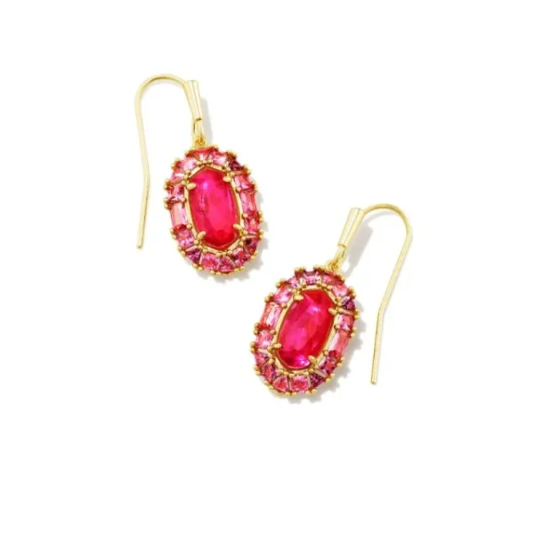 Outlet Kendra Scott Lee Crystal Frame Drop Earrings in Raspberry Illusion