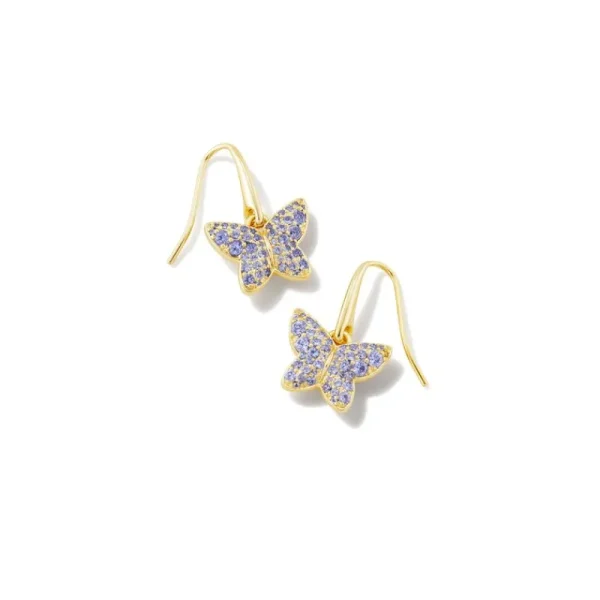 Online Kendra Scott Lillia Crystal Drop Earrings Gold in Violet Crystal