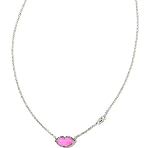 Discount Kendra Scott Lips Silver Pendant Necklace in Hot Pink Mother-of-Pearl