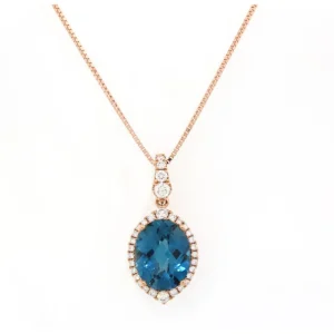 Fashion Kelley Collection London Blue Topaz & Diamond Pendant