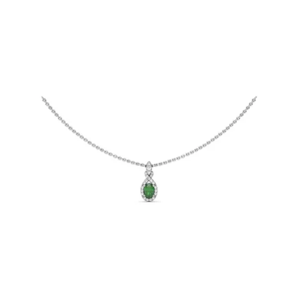 Hot Fana Love Knot Emerald and Diamond Pendant