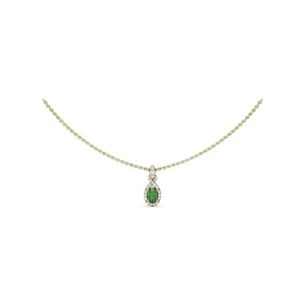 Hot Fana Love Knot Emerald and Diamond Pendant