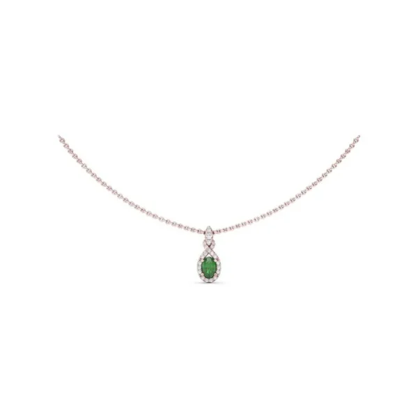 Hot Fana Love Knot Emerald and Diamond Pendant