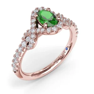 Sale Fana Love Knot Emerald and Diamond Ring