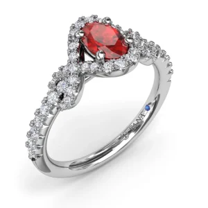 Clearance Fana Love Knot Ruby and Diamond Ring