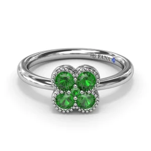 New Fana Magnolia Milgrain Emerald Ring