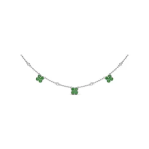 Fashion Fana Magnolia Milgrain Emerald Necklace