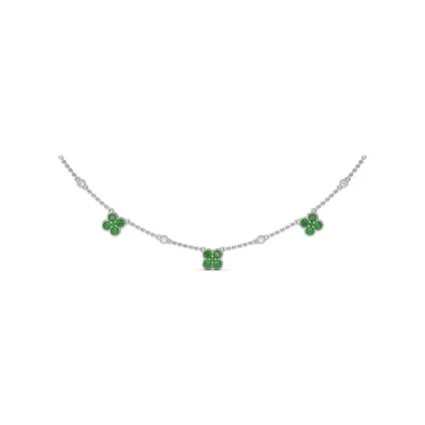 Fashion Fana Magnolia Milgrain Emerald Necklace