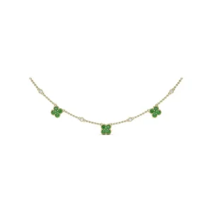 Fashion Fana Magnolia Milgrain Emerald Necklace