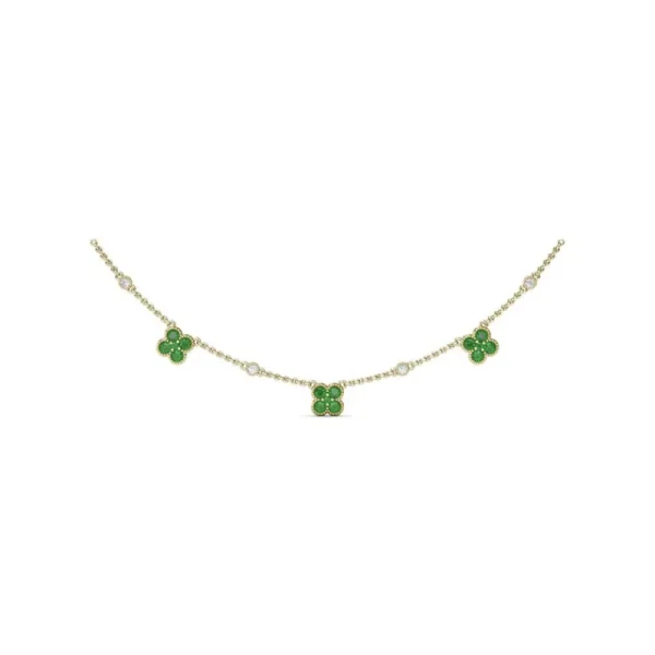 Fashion Fana Magnolia Milgrain Emerald Necklace