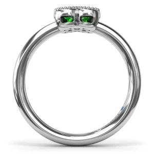 New Fana Magnolia Milgrain Emerald Ring