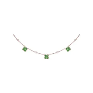 Fashion Fana Magnolia Milgrain Emerald Necklace