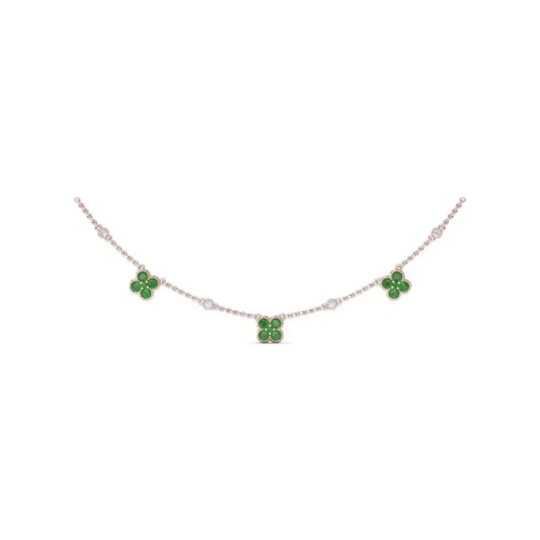 Fashion Fana Magnolia Milgrain Emerald Necklace