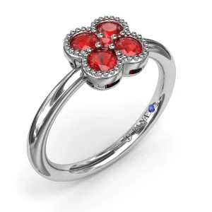 Hot Fana Magnolia Milgrain Ruby Ring