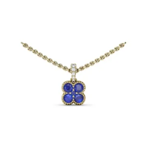 Hot Fana Magnolia Milgrain Sapphire Pendant