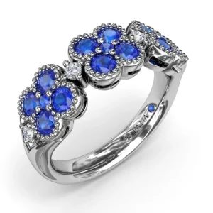 Clearance Fana Magnolia Milgrain Sapphire and Diamond Ring