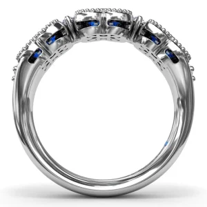 Clearance Fana Magnolia Milgrain Sapphire and Diamond Ring