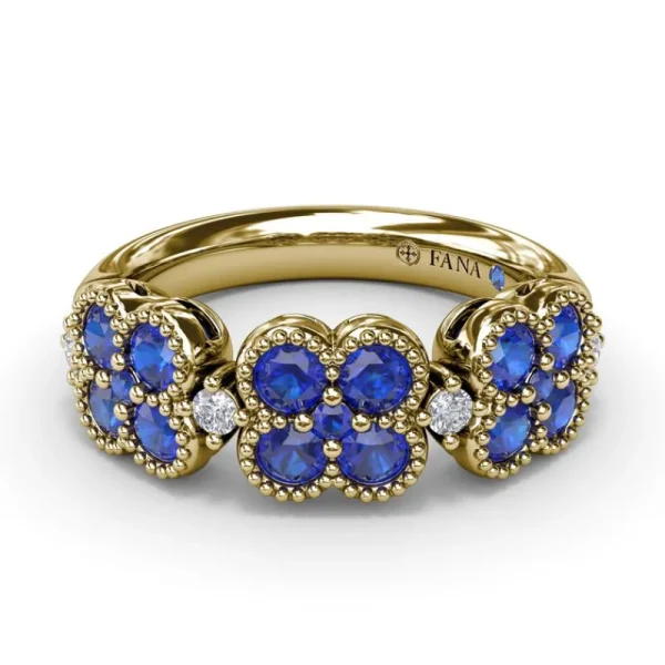 Clearance Fana Magnolia Milgrain Sapphire and Diamond Ring