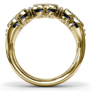 Clearance Fana Magnolia Milgrain Sapphire and Diamond Ring