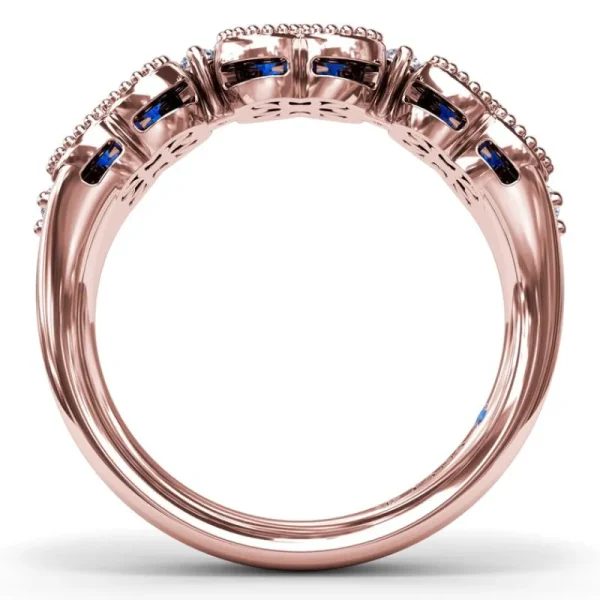 Clearance Fana Magnolia Milgrain Sapphire and Diamond Ring