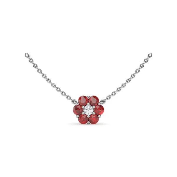 Fashion Fana Magnolia Ruby and Diamond Necklace