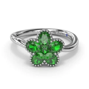 New Fana Magnolia Wave Emerald Ring