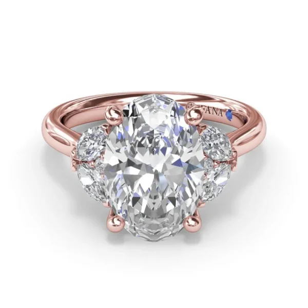 Outlet Fana Marquise and Round Side-Stone Engagement Ring