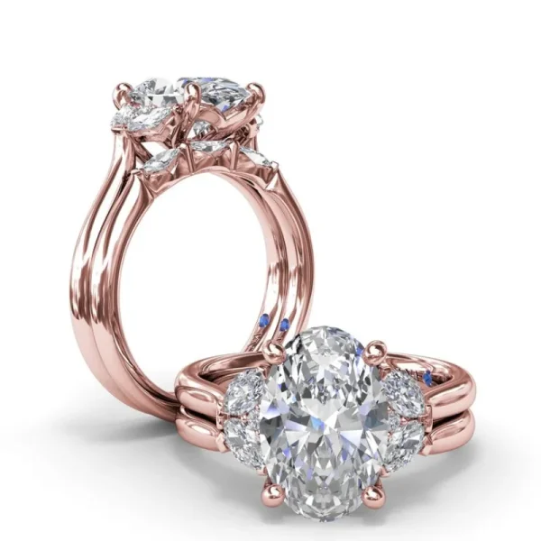 Outlet Fana Marquise and Round Side-Stone Engagement Ring