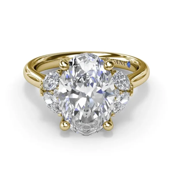 Outlet Fana Marquise and Round Side-Stone Engagement Ring