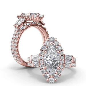 Outlet Fana Marquise Baguette Diamond Engagement Ring