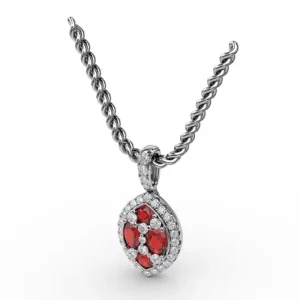 Hot Fana Marquise Ruby and Diamond Pendant