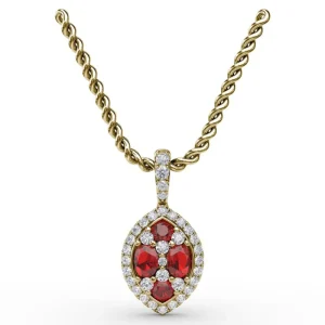 Hot Fana Marquise Ruby and Diamond Pendant