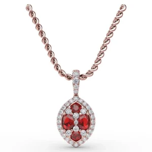 Hot Fana Marquise Ruby and Diamond Pendant