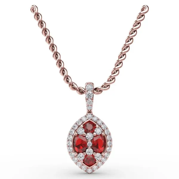 Hot Fana Marquise Ruby and Diamond Pendant