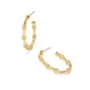 Clearance Kendra Scott Maura Gold Bamboo Hoop Earrings in White Crystal