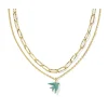 Sale Kendra Scott Melody Bird Gold Multi Strand Necklace in Teal Crystal