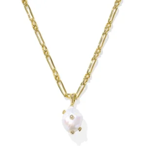 Outlet Kendra Scott Melody Gold Small Long Pendant Necklace in Freshwater Cultured Pearl