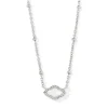 Online Kendra Scott Mini Abbie Satellite Short Pendant Necklace Silver in Ivory Mother of Pearl