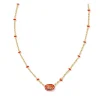 New Kendra Scott Mini Elisa Gold Enamel Frame Short Pendant Necklace in Variegated Orange Magnesite