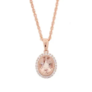 Discount Kelley Collection Morganite & Diamond Halo Pendant