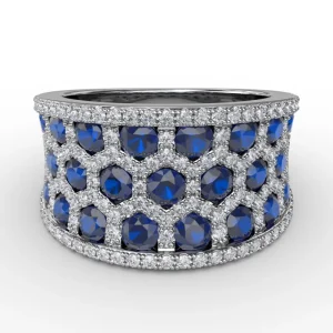 Clearance Fana Motif Sapphire and Diamond Ring