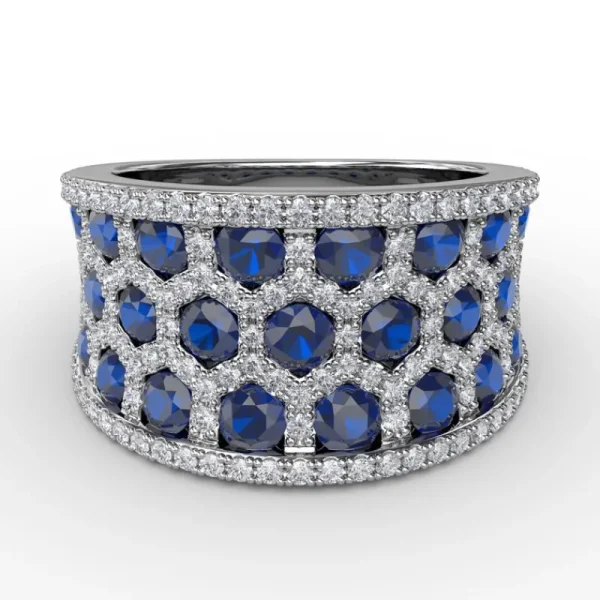 Clearance Fana Motif Sapphire and Diamond Ring